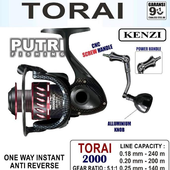 KENZI TORAI REEL 2000 3000 4000 5000 6000 POWER HANDLE TORAY ORIGINAL DAN TERPERCAYA