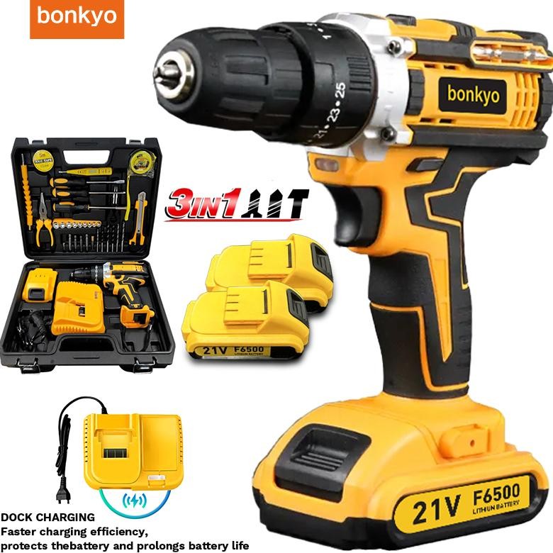 Bonkyo Mesin Bor Baterai Impact Drill Bor Listrik Bor Beton Multifunctional Toolbox--B511 Pro