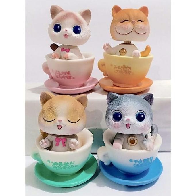 PAJANGAN DASHBOARD MOBIL/HIASAN MOBIL KUCING CANGKIR KEPALA GOYANG