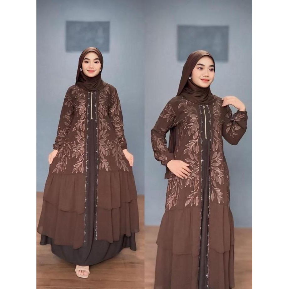 DI158 >> Gamis Abaya Arab Ruhi Busui Hitam Polos Mewah Dan Elegan Muslim Wanita Dress Hitam Syari Bo