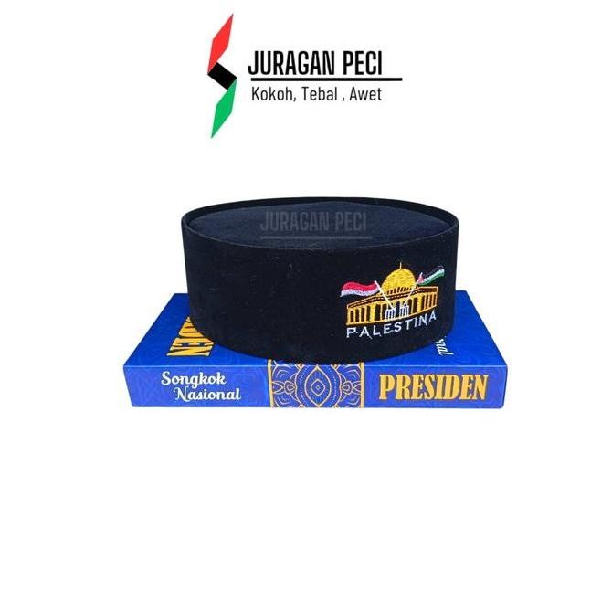 DT109 }} PECI SONGKOK HITAM MOTIF MASJID AL AQSA PALESTINA KOPIAH ANAK ANAK