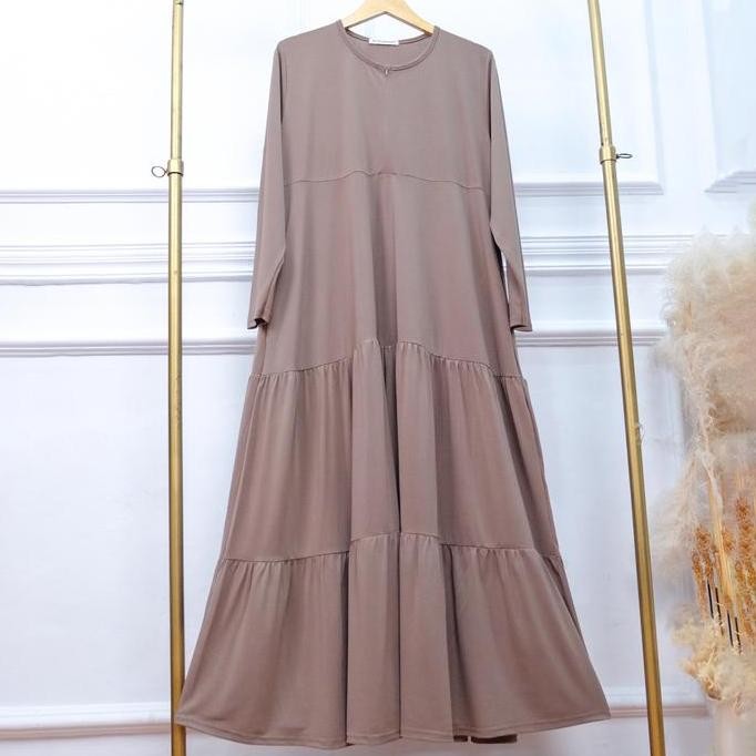 DB202 }} Gamis Jersey Susun Busui - JV Hasanah Rabia Ruffle Dress