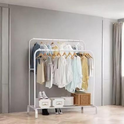 BEBAS ONGKIR - Gantungan Baju Jumbo double stand hanger baju rak gantungan pakaian Double Pole Rak D