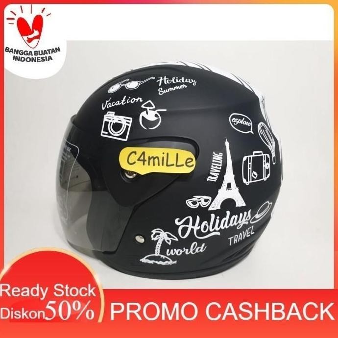 TERBARU - HELM EVO TRAVELING GREY GLOSS HELEM BXP GM EVO - BK DOFF