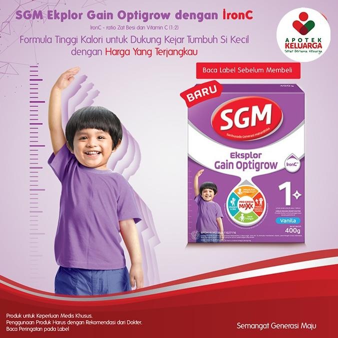 Sgm Eksplor Gain Optigrow 1 Plus Vanila 400G & 800Gr#Susu Formula Bayi Dan Anak#Susu Tinggi Kalori