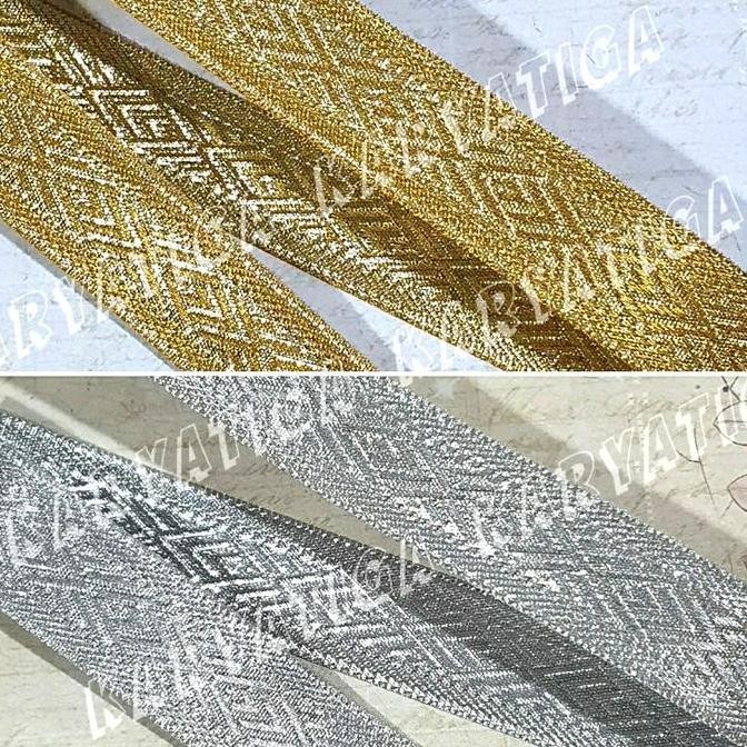 Produk Unggulan] Renda / Pita Gamis 1 Inch 03 Warna Emas / Perak (15 Meter)
