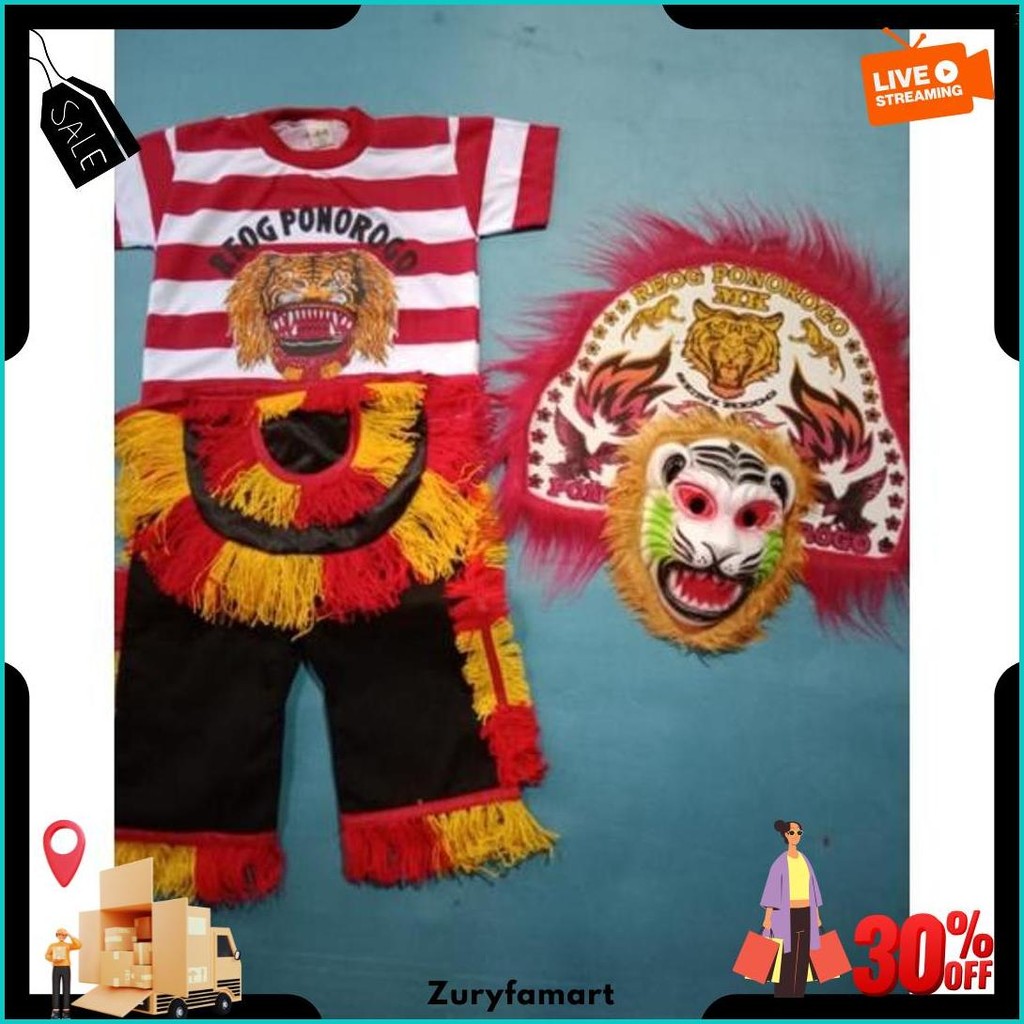 Reog Spon Full Set, Reog Spon, Celana, Kaos, Embong, Barongan, Jaranan Original Produk
