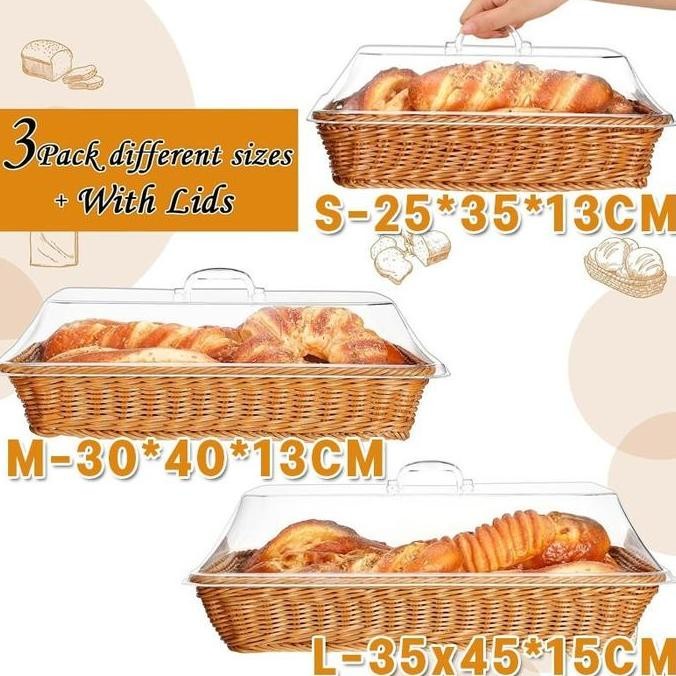 Vixplorn Wadah Roti Box Roti Bread Storage Keranjang Rotan Penyimpanan Kotak Roti Dan Kue Tempat Pen
