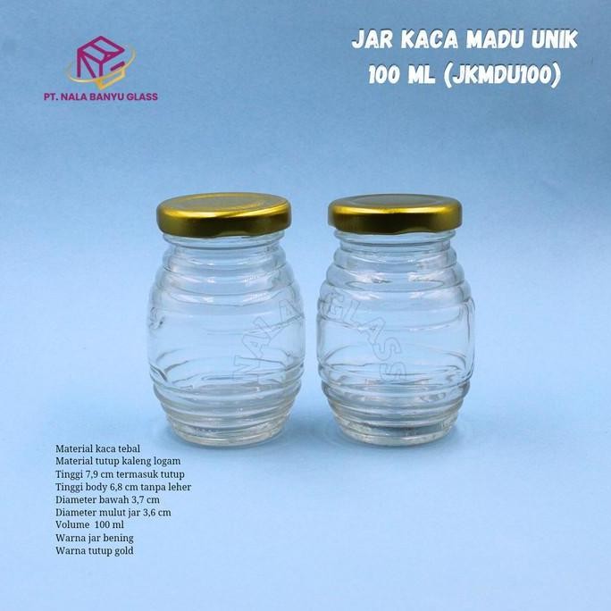 JKMDU100 jar kaca madu 100ml / tempat madu/toples kaca madu/botol madu