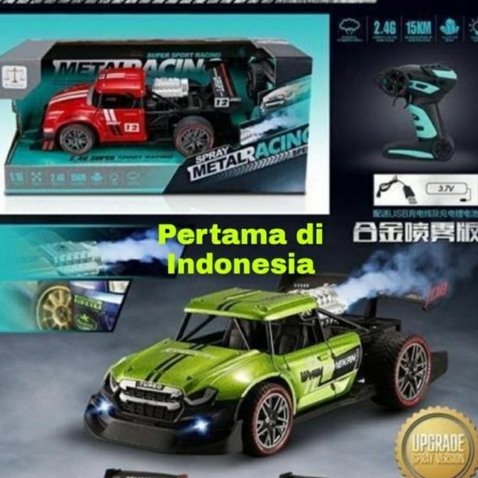 Mainan Mobil Remot Rc Metal Racing 2.4Ghz Keluar Asap Knalpot Drift On