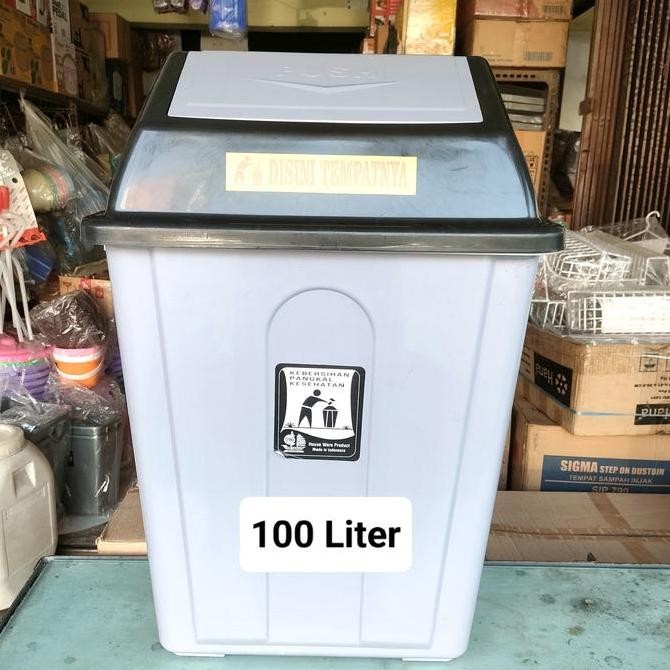 Tempat Sampah Besar Tutup 100Ltr/Tong Sampah Jumbo 100Liter/Bak Sampah