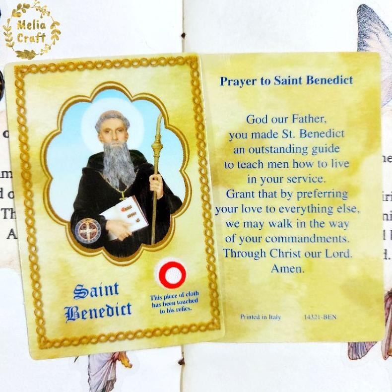 Relikui St Benediktus - Saint Benedict Relics - Third Class Relics - Kartu Doa Promo