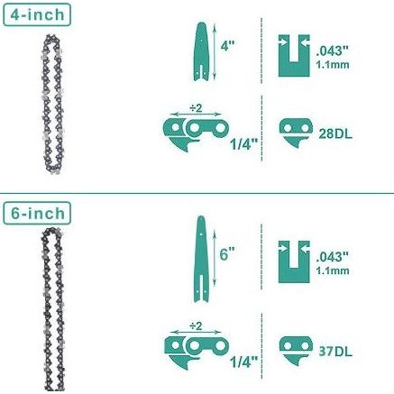 KAMOLEE-Rantai Gergaji Baja 4/6 inch - Mata Rantai chainsaw tool 4set