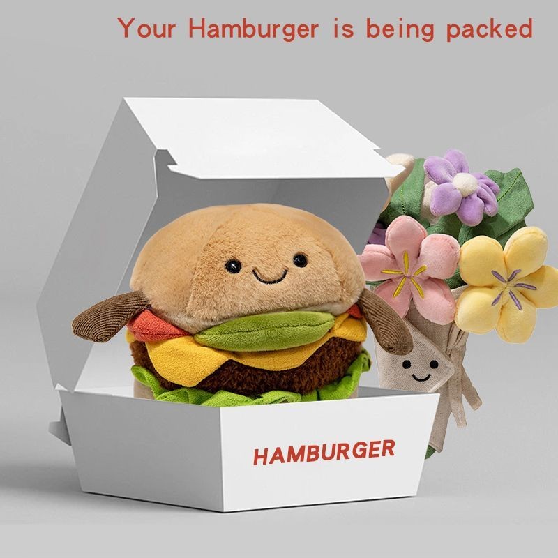 Baru ins Mainan Plush Burger Kartun Super Imut dan Menyenangkan