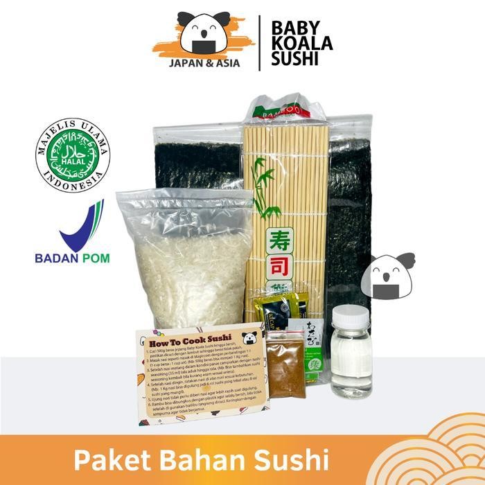 

Paket Bahan Sushi Lengkap 10 Porsi Halal | Beras Japonica Nori Bambu Mat Shoyu Sushi Seasoning - Nasi,Gift