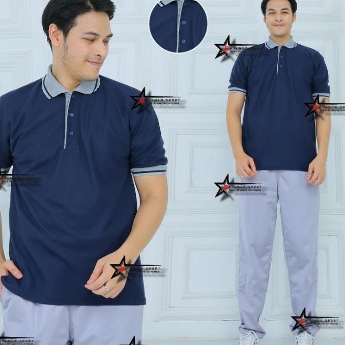 Setelan Baju Olahraga Senam Pria Lengan Pendek Bahan Lakos Seragam Olahraga Senam