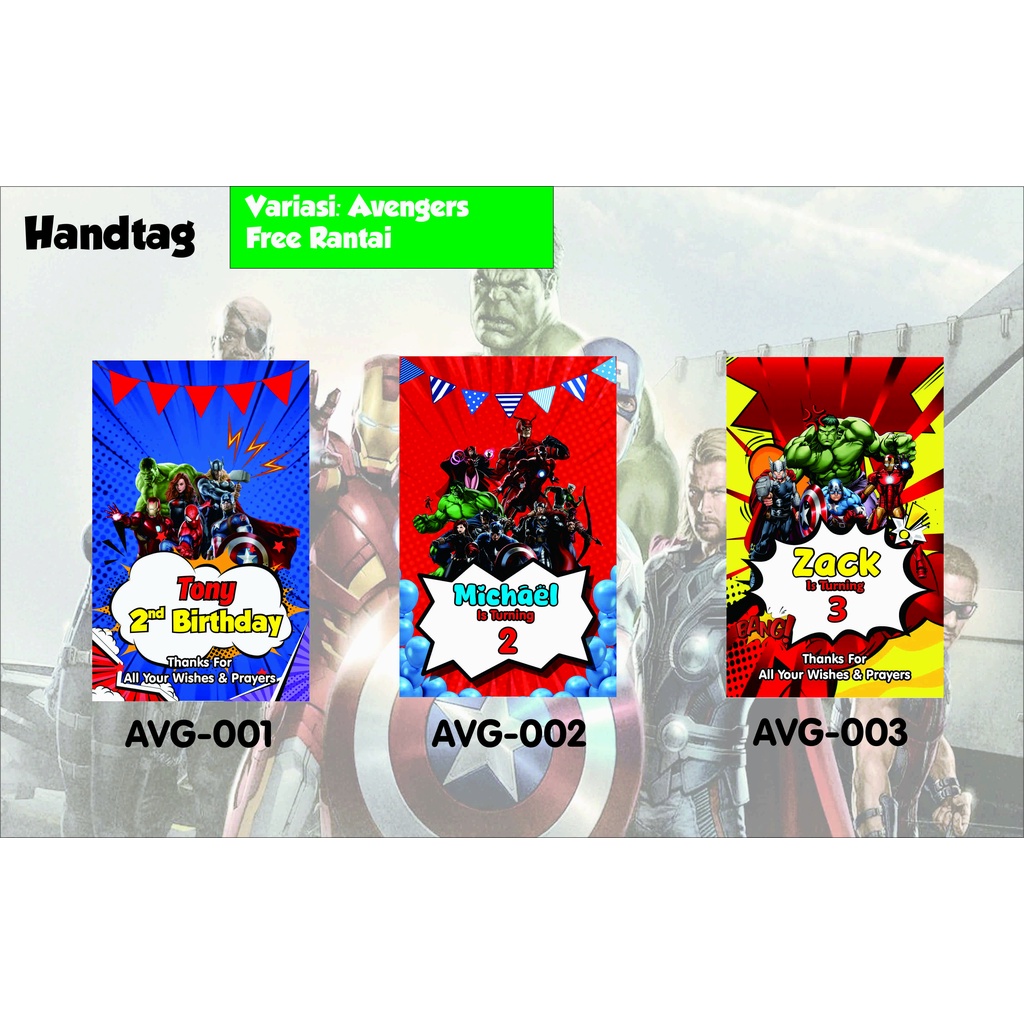HANGTAG  ULTAH - THANK YOU CARD - MOTIF AVENGERS