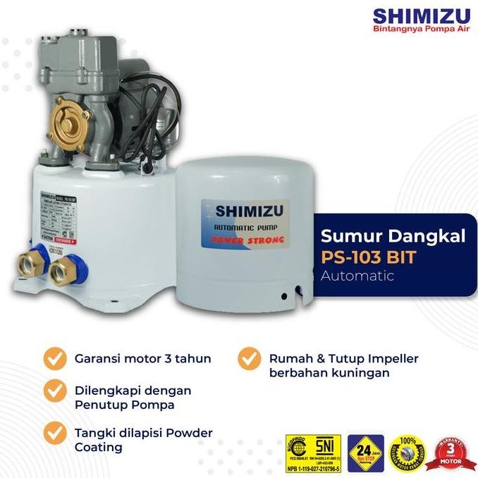 TERBARU - POMPA AIR SHIMIZU PS-103BIT / PS 103 BIT / PS103BIT OTOMATIS