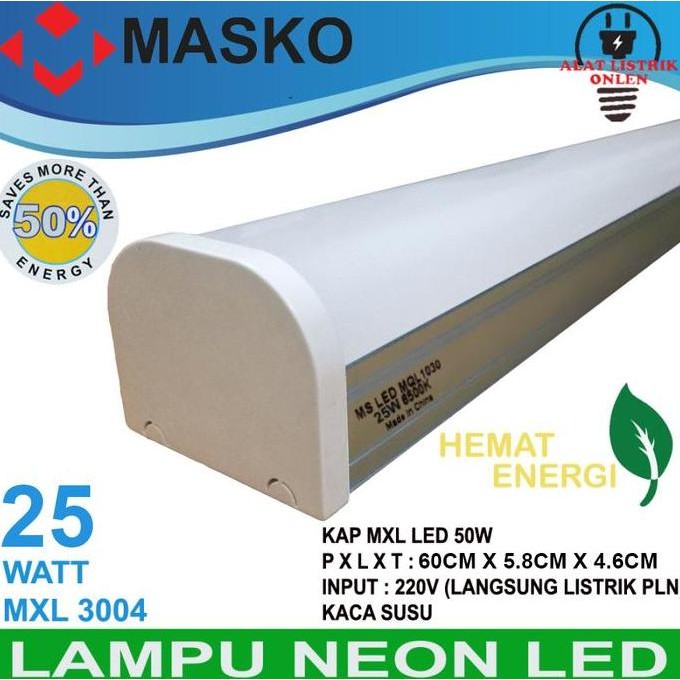 NEW Lampu TL Neon MXL Plastik LED 50W 36 Watt 120cm Putih 6500K MASKO
