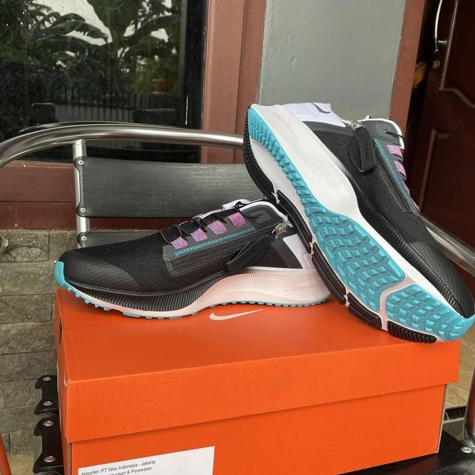 INSTAN SEPATU LARI NIKE ZOOM PEGASUS 38 FLYEASE BLACK WHITE ORIGINAL RESMI LARIS