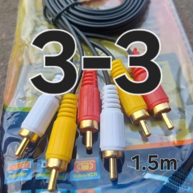 COD KABEL RCA 3-3 1.5M CABLE RCA AUDIO VIDEO AV INPUT TV STB DVB JACK UMUM UNIVERSAL SEMUA STB SEMUA