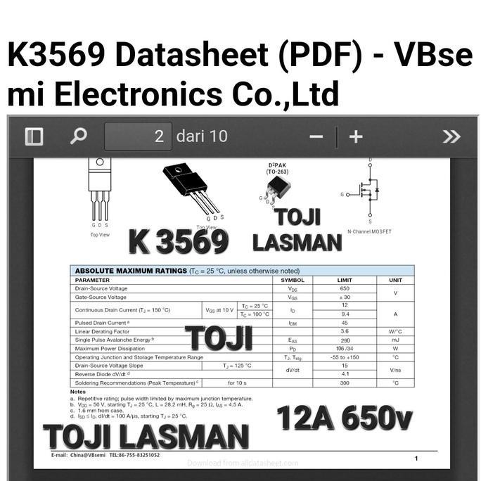 ( K3569 ) K3565 K3566 K3567 K3568 2SK K 3565 3566 3567 3568 3569 650V
