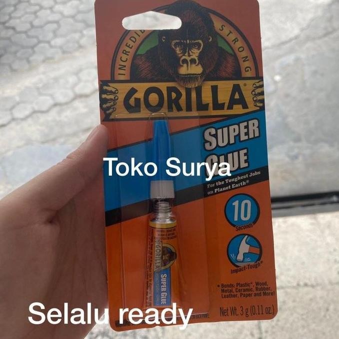 Gorilla Super Glue 10second 3gr Lem Kuat Untuk Plastik Kayu Lem
