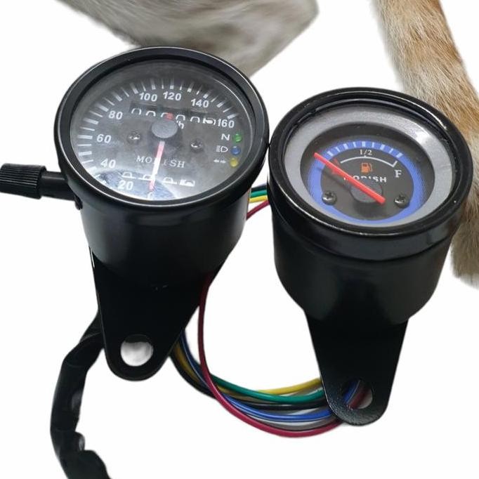 Promo Speedometer Ampir Bensin Plus Kilometer Indikator LED Lampu Sen Motor Universal untuk Motorcyc