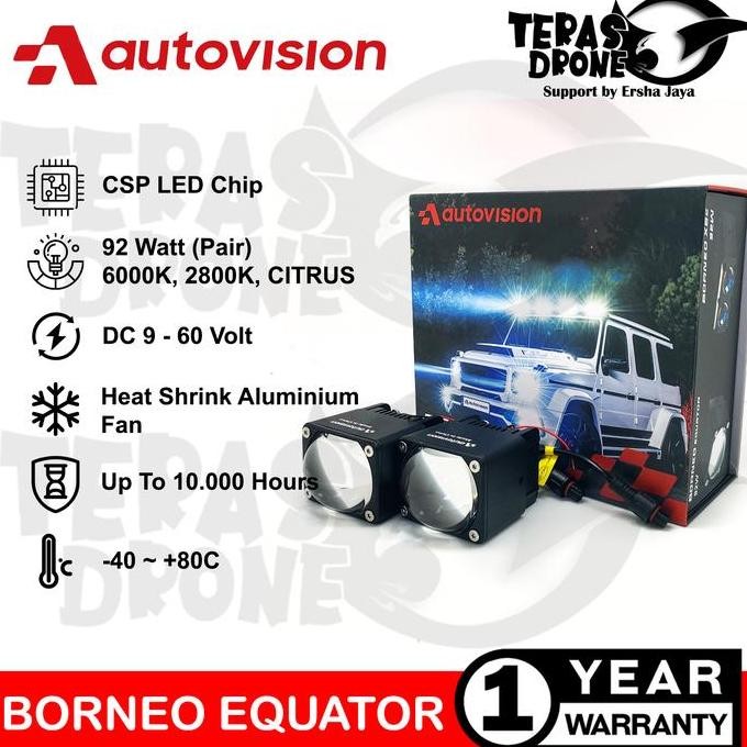 Promo Autovision Mini BILED Borneo Equator Lampu Tembak 1 Lensa 2 Warna 92 Watt CSP Chip 6000K Putih