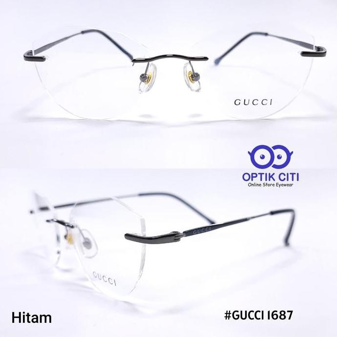 frame kacamata wanita guci 1687 Rimless Bor Stainless Steel