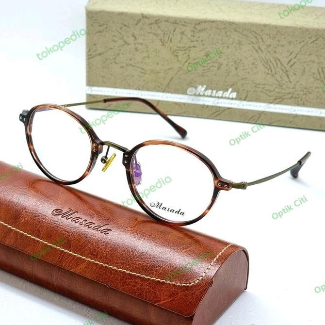frame kacamata pria wanita bulat original masada 5121 Titanium Vintage