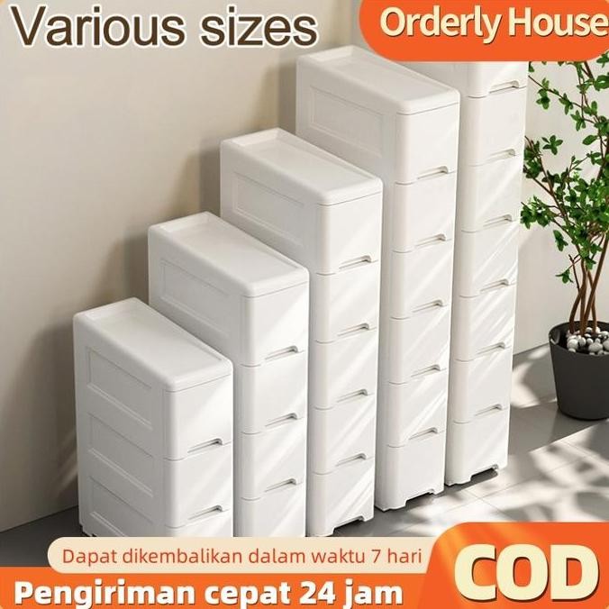 [COD 24h shipping]Lemari laci lebar 15/25 cm lemari sandwich laci ultra-tipis lemari putih dengan ro
