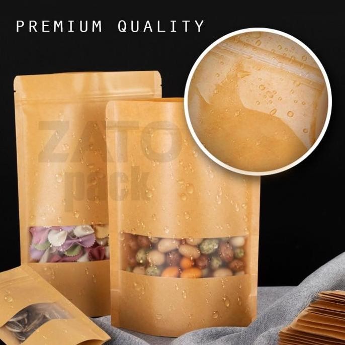 (Allthebest) 10x15 Kraft paper bag BROWN standing pouch ZATOPACK kemasan packaging