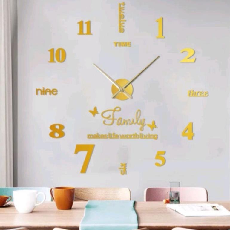 Hiasan Dinding Jam Dinding Jumbo Unik 150Cm Hitam Gold Jam Minimalis Jam Dinding Besar Dan Jumbo Jam