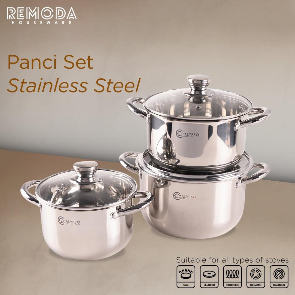 Calypso Panci Kuah Panci Set 3In1 Multifungsi Stainless Steel