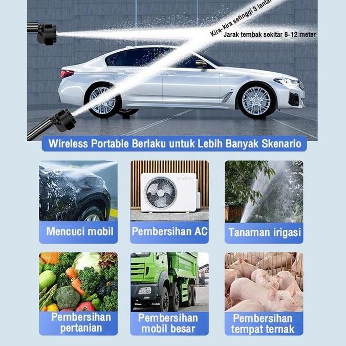 REAIM 250BAR MESIN CUCI STEAM MOBIL DAN MOTOR BATERAI /JET CLEANER / ALAT STEAM CUCI MOTOR & MOBIL /