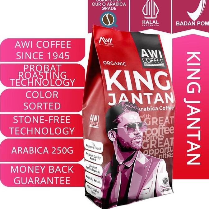 

Awi Coffee King Jantan Peaberry 250Gr Biji | Arabica Roasted Coffee Bean Mandheling Specialty TS