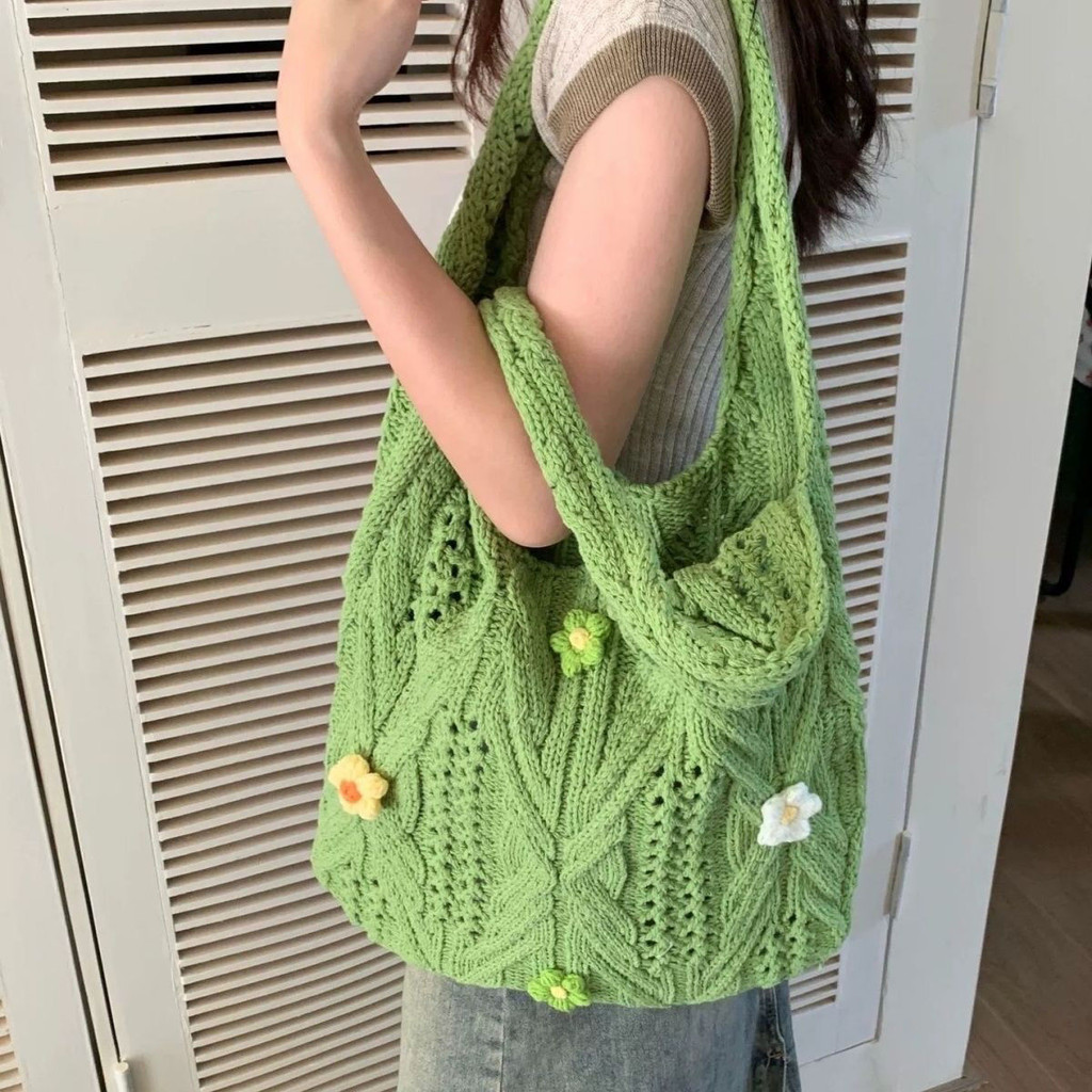 Wool Knitted Flower Bag
