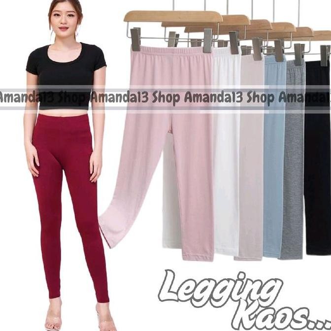 Db107 >> Leging Kaos Wanita Dewasa Panjang - Lejing Wanita Tebal -Legging Kaos Legging Fit Hitam San