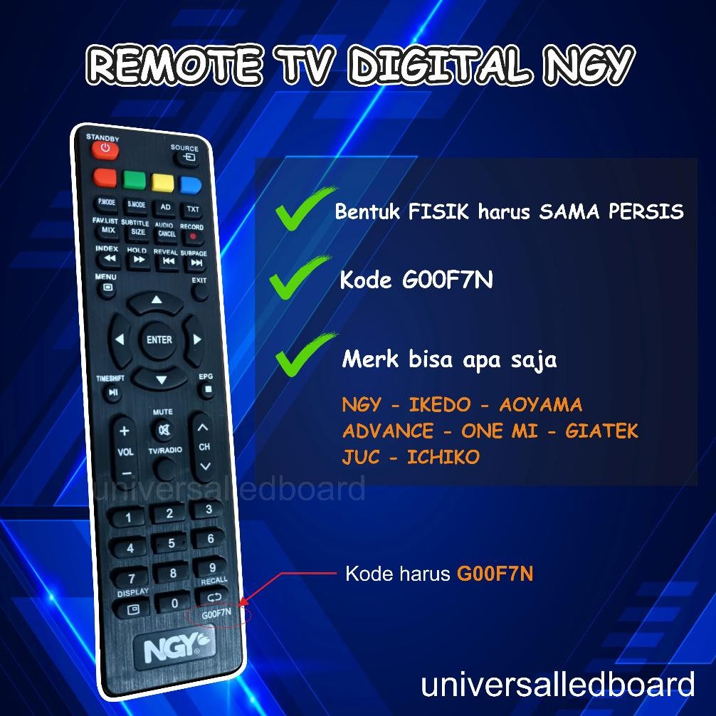 TERMURAH Remote TV Digital LCD LED DVBT2 Nagoya / IKEDO Original Siap kirim
