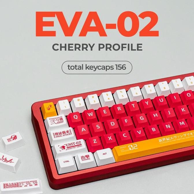 Eva-02 Evangelion Pbt Dye Sub Keycaps Set Allshop