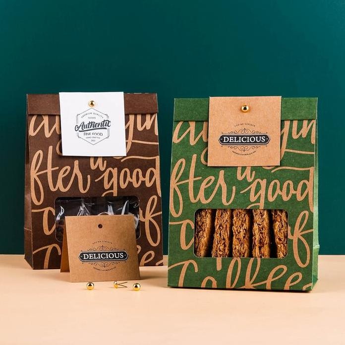 

Promo 5Set Paper Bag Cookies Exclusive Mewah Packaging Kraft Paper Bag Motif