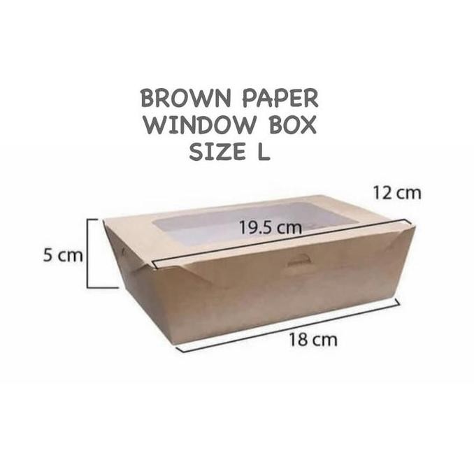 BROWN PAPER LUNCH BOX WINDOW SIZE L
