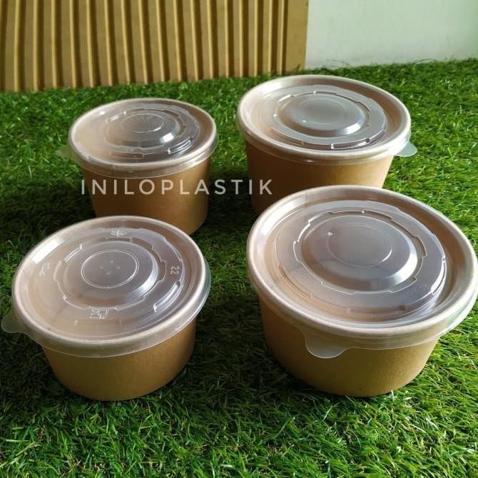 Paper Bowl Brown Polos 800ml / Kraft Paper Bowl 800 ml Cokelat
