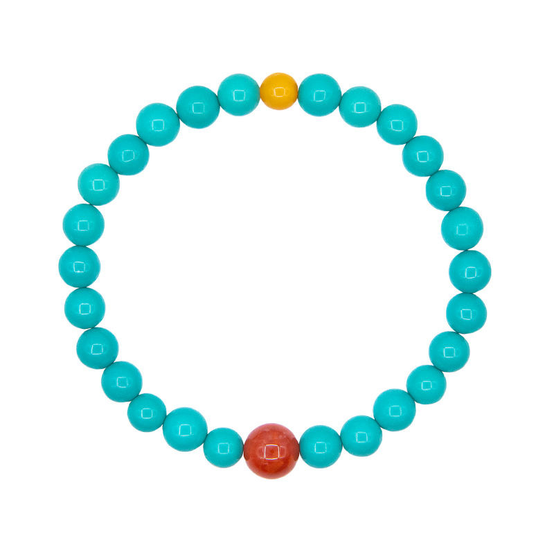 Turquoise Bracelet Natural Southern Red Amber Chicken Fat Yellow Beads for Women