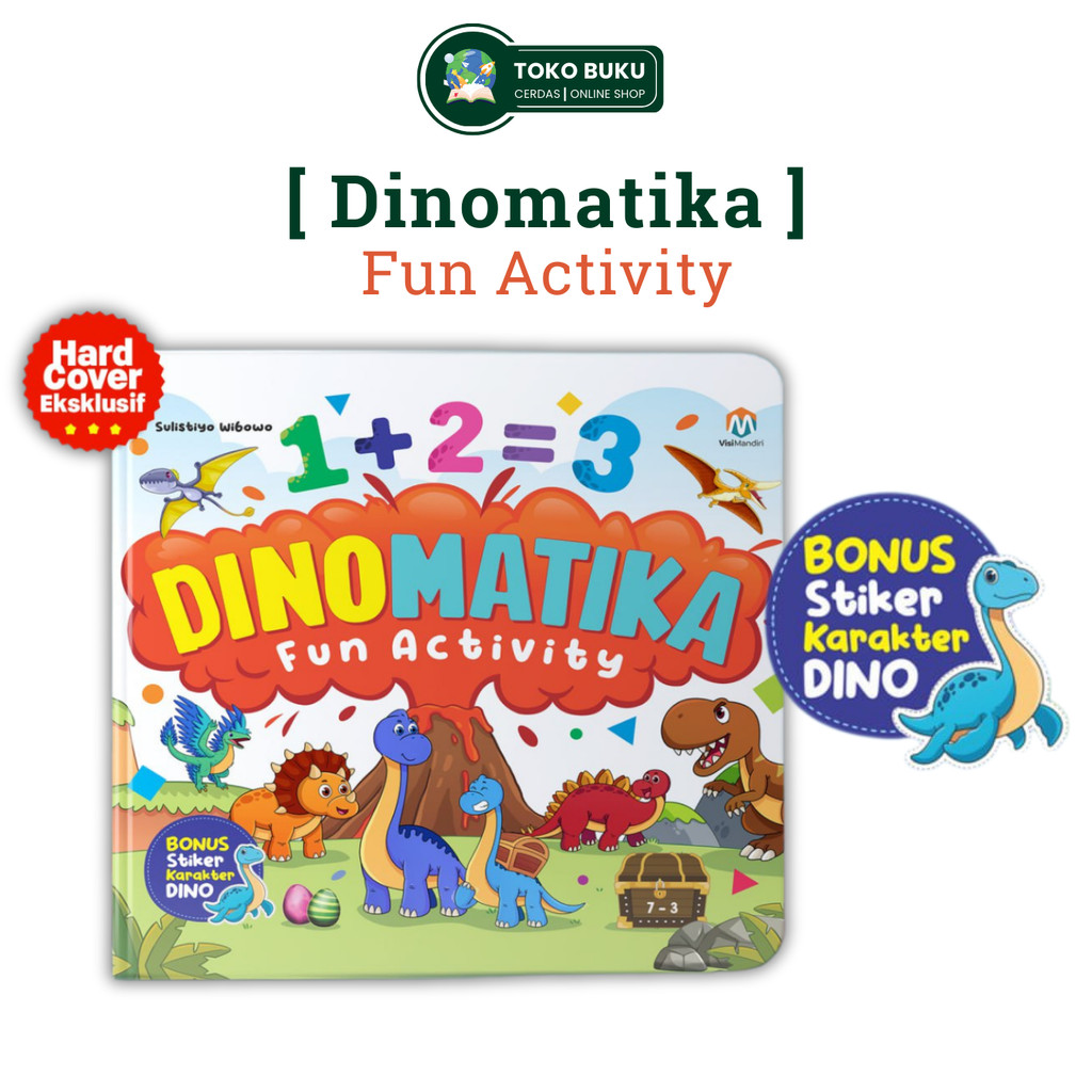BUKU DINOMATIKA FUN ACTIVITY aktivitas book edukasi anak 2 3 4 5 tahun STIKER sticker DINOSAURUS