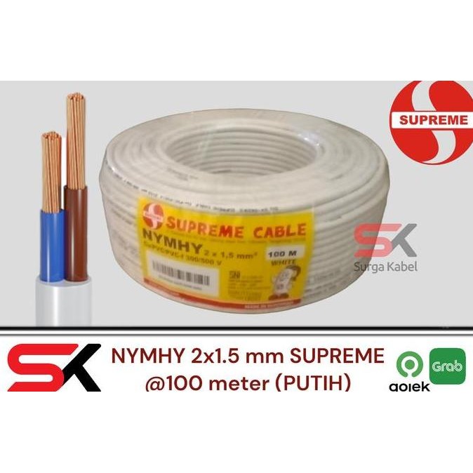 Promo KABEL LISTRIK NYMHY 2x1.5 mm SUPREME / KABEL SERABUT NYMHY 2x1.5 mm COD