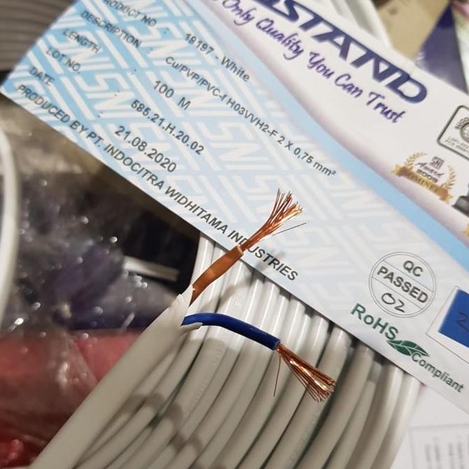 Promo Kabel Oval Gepeng Putih 2x0.75 Rostand Sucofindo SNI ( 50 Meter ) COD