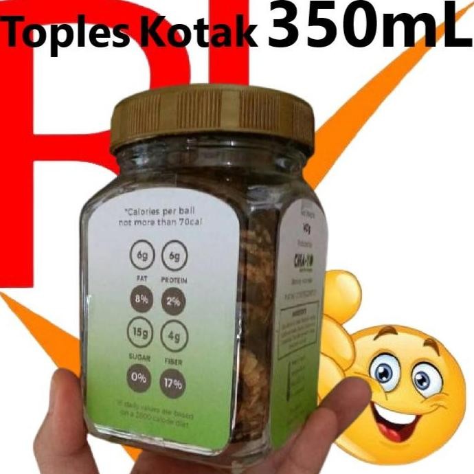 BEBAS ONGKIR - 30 Toples 350mL Botol Plastik PET KOTAK 340mL JAR Square 340~350 mL