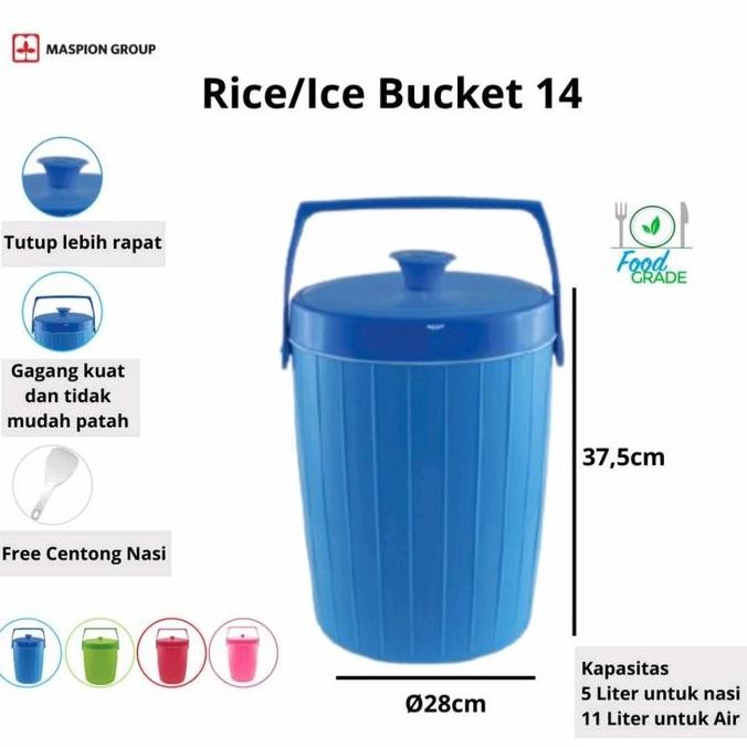 TERBARU - Rice Bucket/Ice Bucket/Termos Nasi/Termos Es Maspion 14 liter Maspion